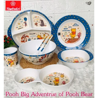 จานเมลามีน แก้วน้ำ ถาดหลุมเด็ก ช้อนส้อมลายPooh Big Adventrue [ขายแยกชิ้น/เลือกรหัสสินค้า]