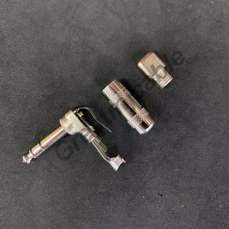 ปลั๊กMic Stereo 6.35mm หัวงอ เหล็กอย่างดี แจ็คไมโครโฟน สเตอริโอ เข้าสายสัญญาณ อย่างดี