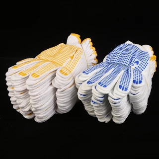 ถุงมือผ้าฝ้าย 12 คู่/โหล ถุงมือเซฟตี้สำหรับงานช่าง งานเกษตร และงานสวน ทนทาน ระบายอากาศดี ใส่สบาย ปกป้องมือ