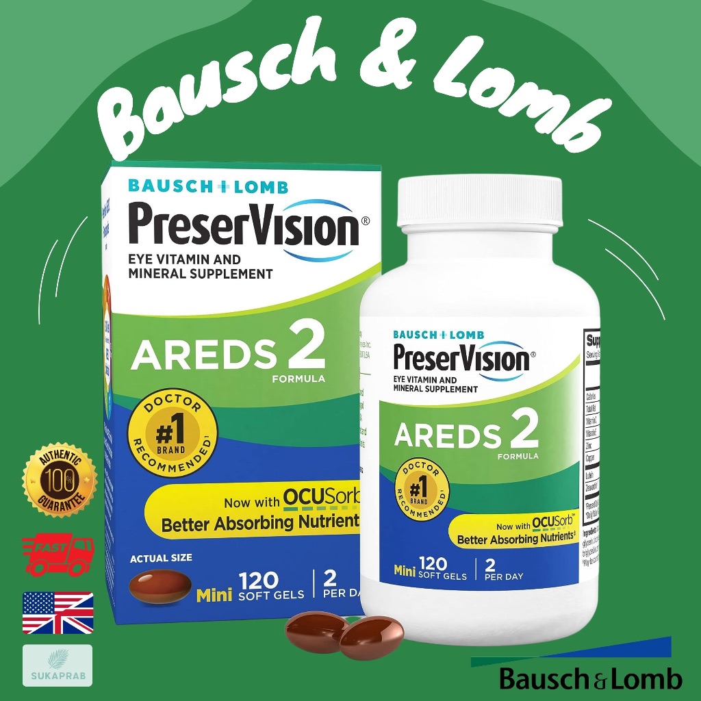 พร้อมส่ง BAUSCH + LOMB PreserVision Eye Vitamin & Mineral Contains Lutein C Zeaxanthin Zinc E