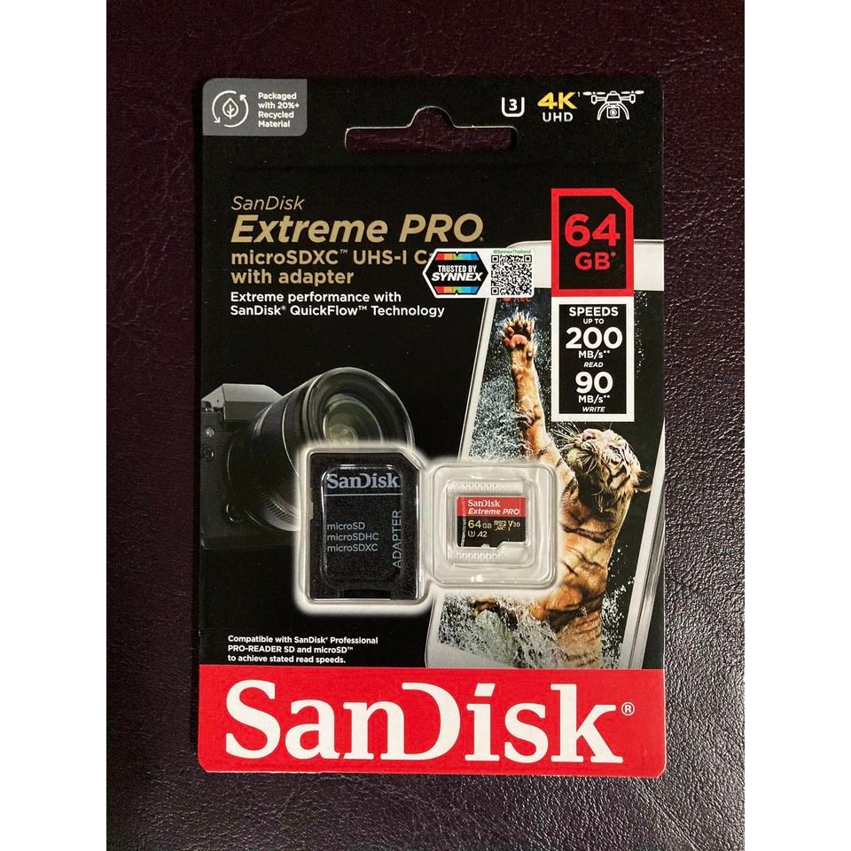 SanDisk Extreme Pro microSD 64GB ความเร็วสูงสุด อ่าน 200MB/s เขียน 90MB/s