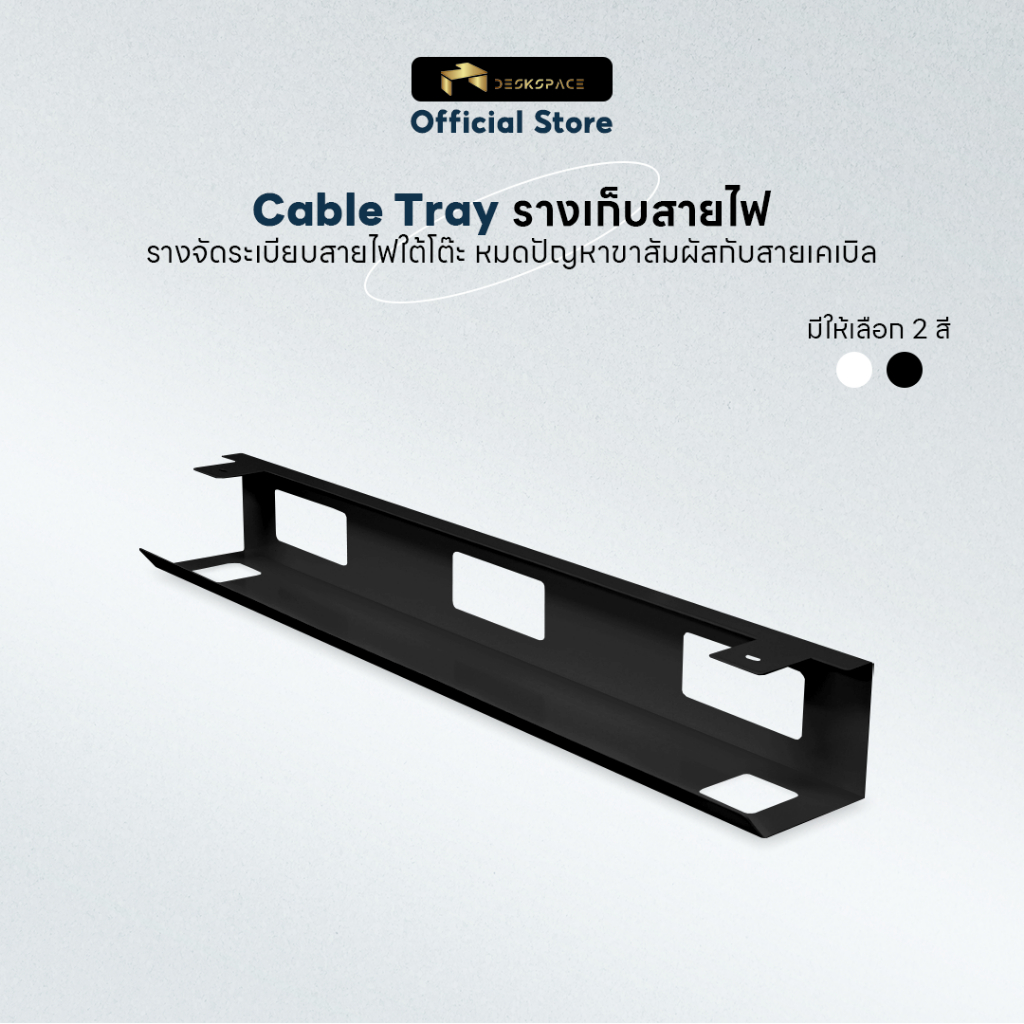 DESKSPACE รางปลั๊กไฟ Cable Tray วัสดุเหล็กอย่างดี สำหรับติดตั้งกับท็อป หรือขาโต๊ะ