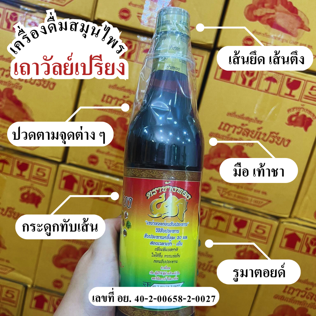 ของแท้ 100% 📌 ยกลัง 12ขวด สมุนไพรเถาวัลย์เปรียงผสมเห็ดหลินจือ ตราช้างทอง เส้นยืด เส้นตึง ปวดเข่า