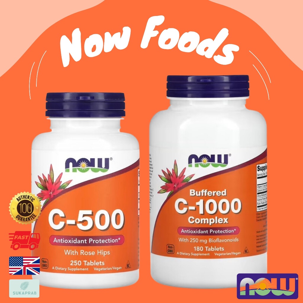 พร้อมส่ง NOW Foods C-500 with Rose Hips Buffered C-1000 Complex วิตามินซี