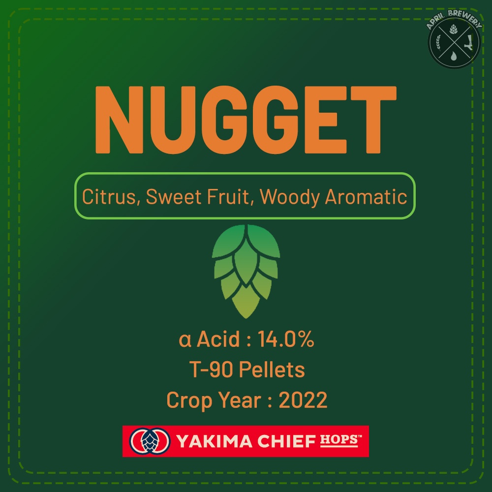 Nugget Hops Pellets 1oz ฮอปส์ เพลลิท T-90 ทำเบียร์​ หมักเบียร์ Pale Ale, IPA Homebrew Crop 2022