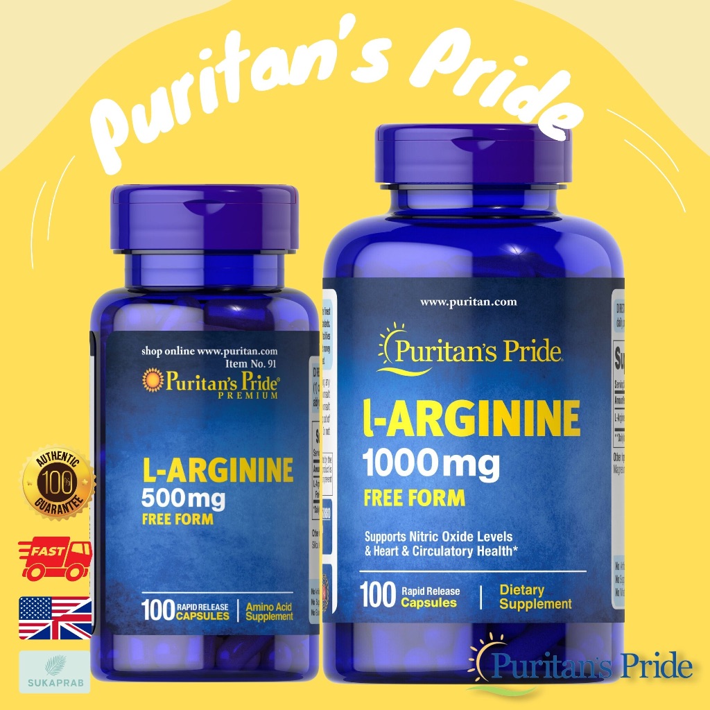 พร้อมส่ง Puritan’s Pride เพิ่มความสูง โกรทฮอร์โมน L-Arginine 1000mg 500mg กรดอะมิโน แอลอาจินีน