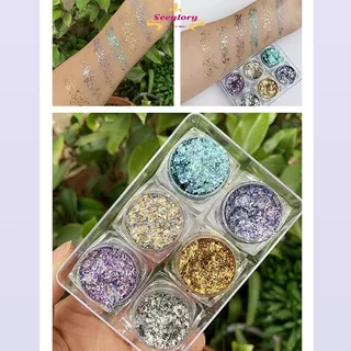 กลิตเตอร์แต่งหน้า เจลกากเพชร 1เเพค มี6สี เปิดฝาแล้วทาได้เลย เจลกากเพชรทาตา แต่งกลิตเตอร์