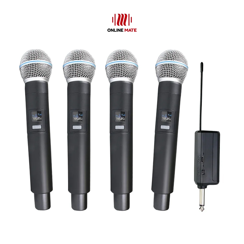 ไมค์ลอย Home คาราโอเกะ 4 ตัว Party Set หัวเสียบ 6.3 มม. และ 3.5 มม. ในชุด - OnlineMate