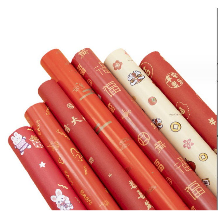🍍🍍PK🍍🍍กระดาษห่อของขวัญ ลายการ์ตูนตรุษจีน วันปีใหม่ กระดาษเนื้อดี เกรดพรีเมี่ยม ขนาด 74*50 ซม.