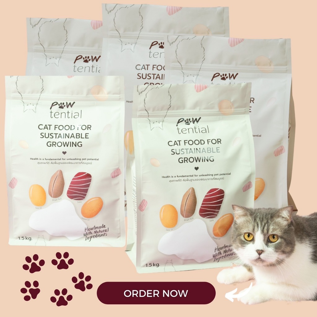 [แพค5ลด13%] ส่งฟรี Pawtential อาหารแมว พาวเท็นเชี่ยล แมวโตอายุ 1-7 ปี ขนาด 1.5 KG [ไม่มีส่วนผสมของ Gluten]