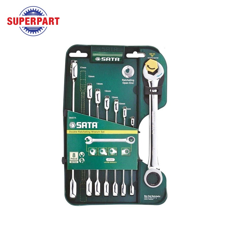 ชุดประแจแหวนข้างปากตาย SATA แบบก๊อกแก๊ก 2 ด้าน 8 ชิ้น รุ่น 08007A ของแท้