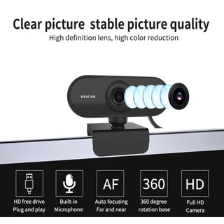เว็บแคมเครือข่ายสีดํากล้อง USB Full HD 2K USB พร้อม 360 ° ไมโครโฟนแบบหมุนได้สําหรับแล็ปท็อปพีซี