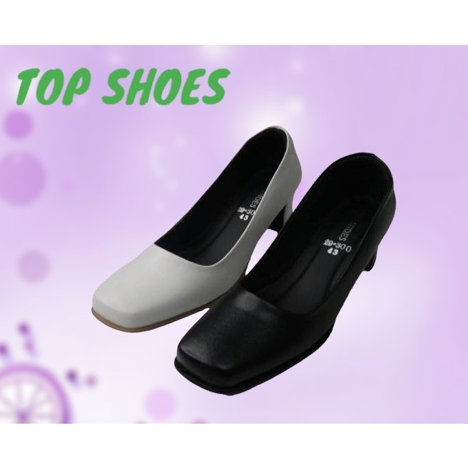 รองเท้าคัทชูTOPSHOES ส้นสูง 2 นิ้ว พื้นนิ่มใส่ทำงาน รับปริญญา หัวตัด รุ่น29-300