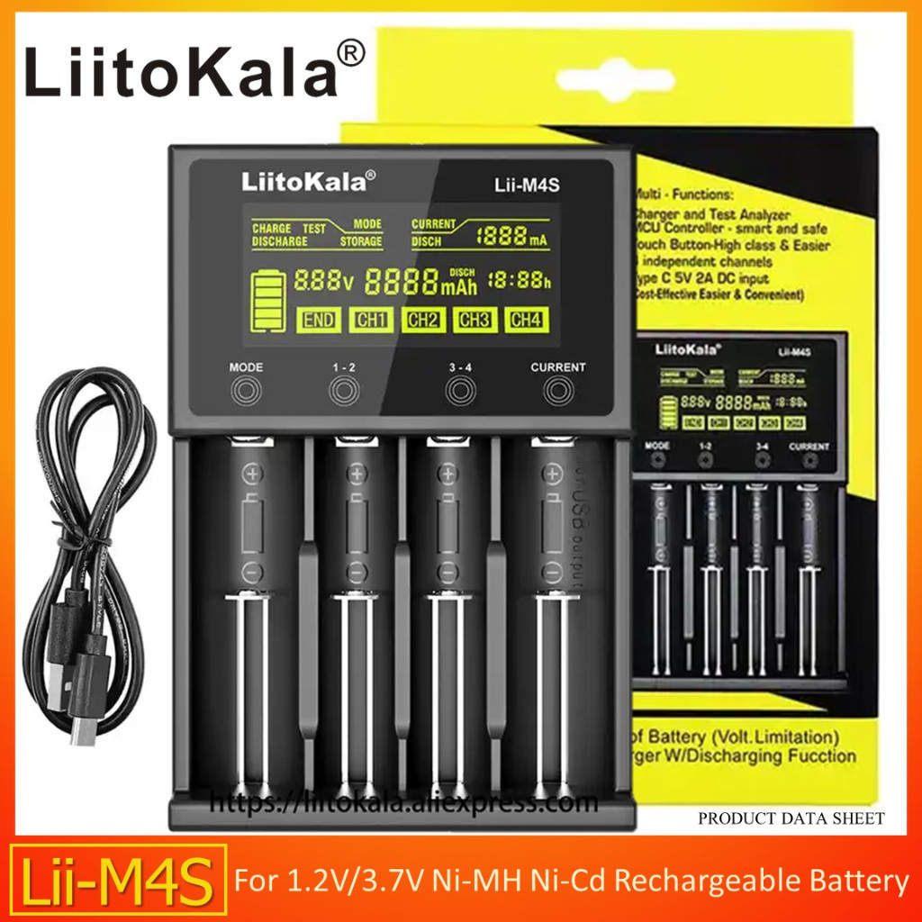 เครื่องชาร์จ Liitokala รุ่น  Lii-M4S สำหรับ Li-ion  3.7V และ NiMH/Cd 1.2V
