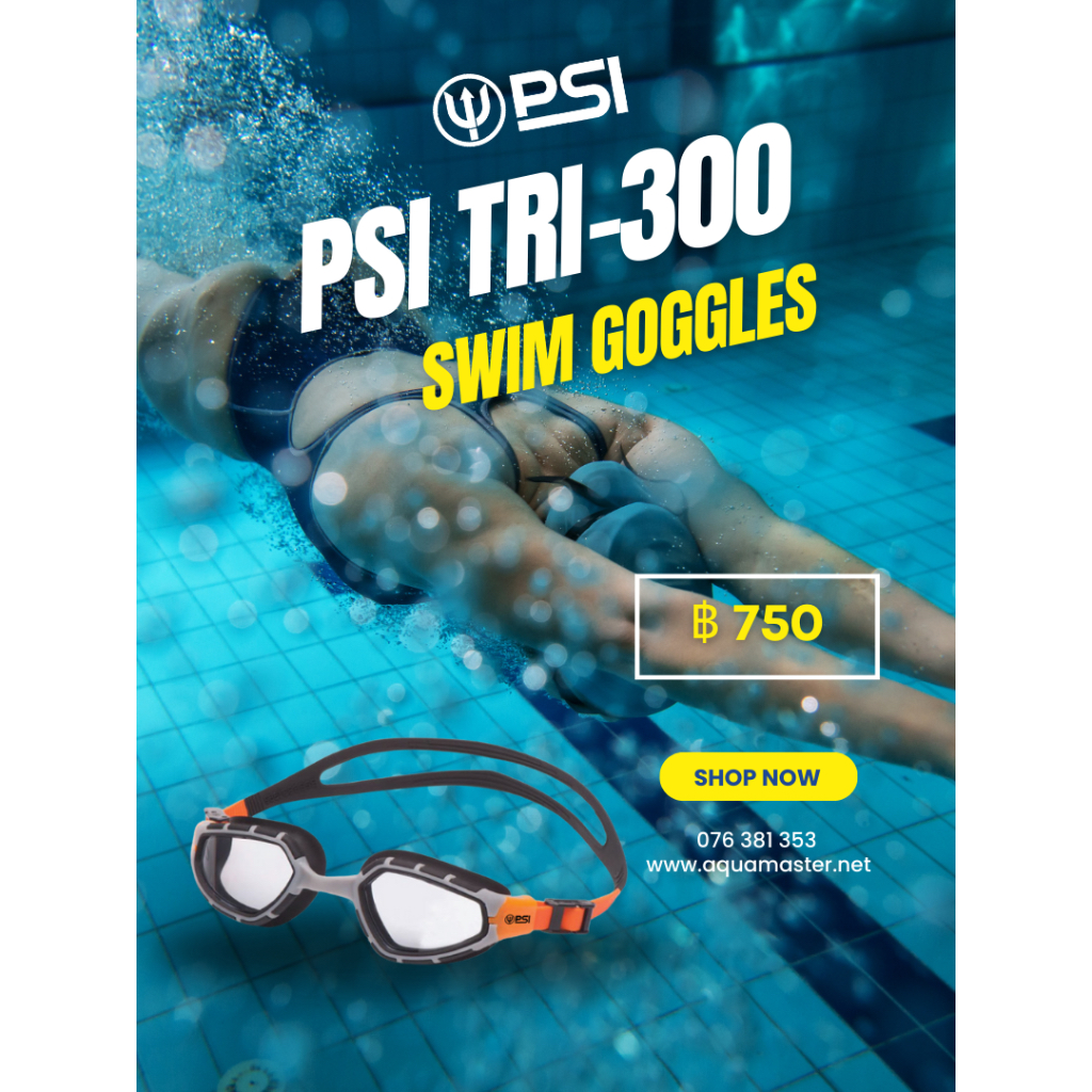PSI Tri-300 Swim Goggles แว่นตาว่ายน้ำ สำหรับผู้ใหญ่ ชายและหญิง เลนส์ HD กันน้ำ ใส่สบาย และ ป้องกันฝ้า กัน UV