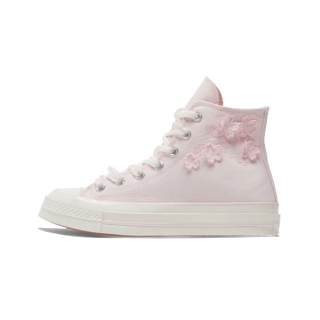 Converse all star 70s women shoes Sakura embroidery คอนเวิร์ส รองเท้าผ้าใบผู้หญิงสูง ลายปักดอกซากุระรูปแบบA06221C A06222 - รูปที่ 2