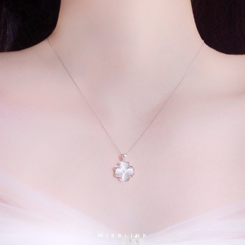 สร้อยคอ เงินแท้ 92.5% ส่งฟรี EMS ♡ รุ่น Reclover ♡ - ( #C18 ) ใบโคลเวอร์ MixBlink
