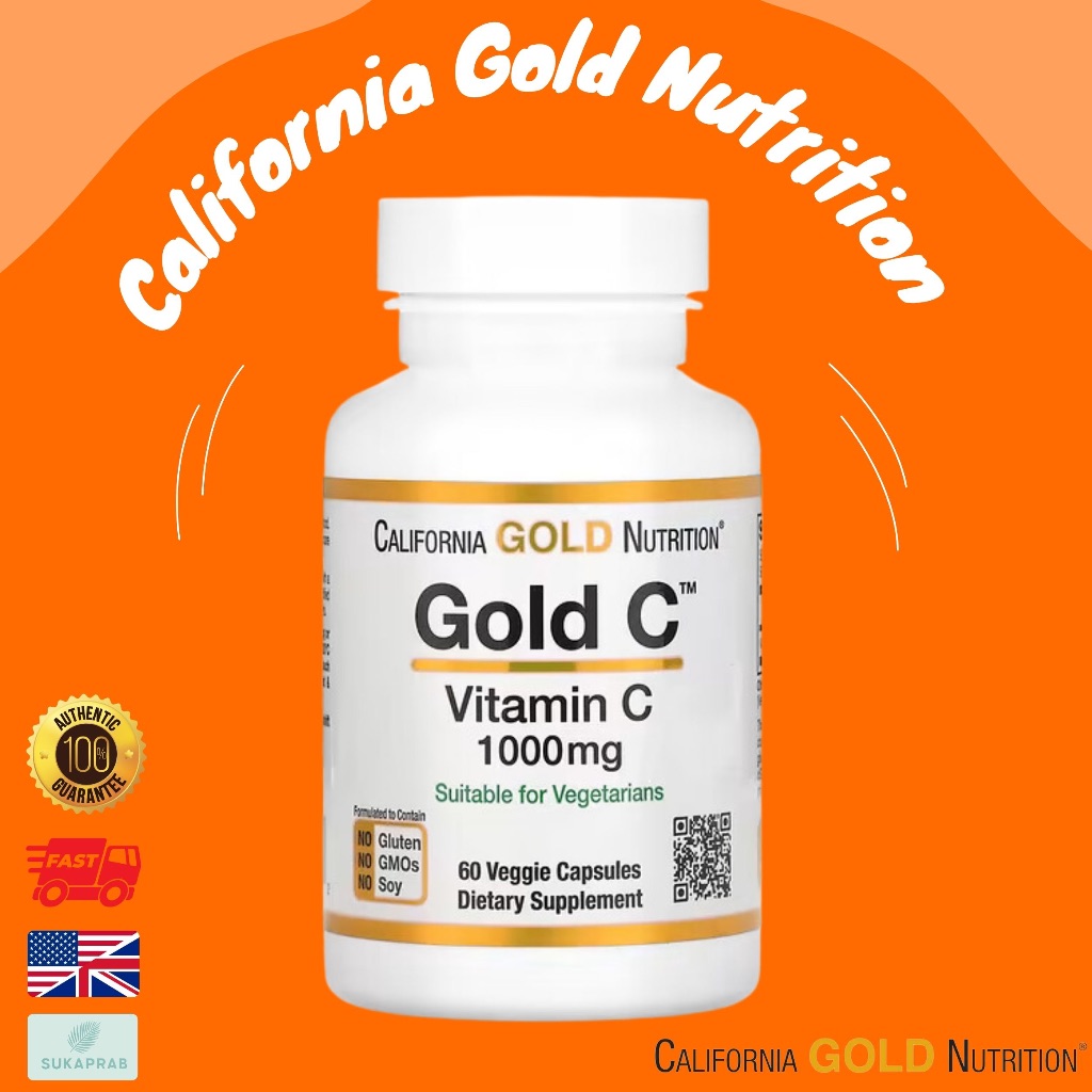 พร้อมส่ง California Gold Nutrition Gold C Vitamin C 1,000 mg, 60 Veggie Capsules