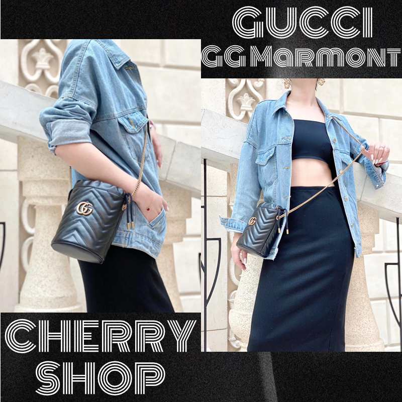 🍒กุชชี่ Gucci GG Marmont mini bucket bag 🍒กระเป๋าทรงถังผู้หญิง🍒