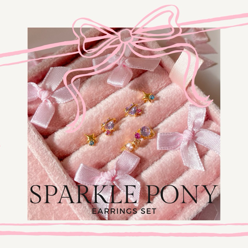 thelucy Sparkle pony star earrings set