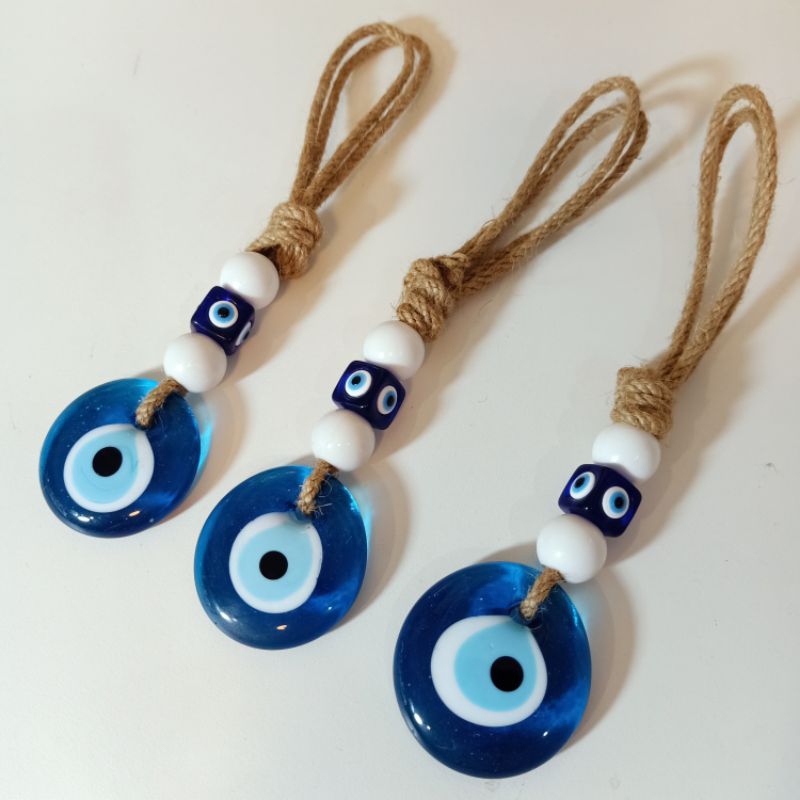 Evil eyeตุรกีแท้ แขวนผนัง หรือห้อยกระเป๋า 3-4cm ปกป้องจากความชั่วร้ายและนำความโชคดี งานแท้นำเข้าจากตุรเคีย