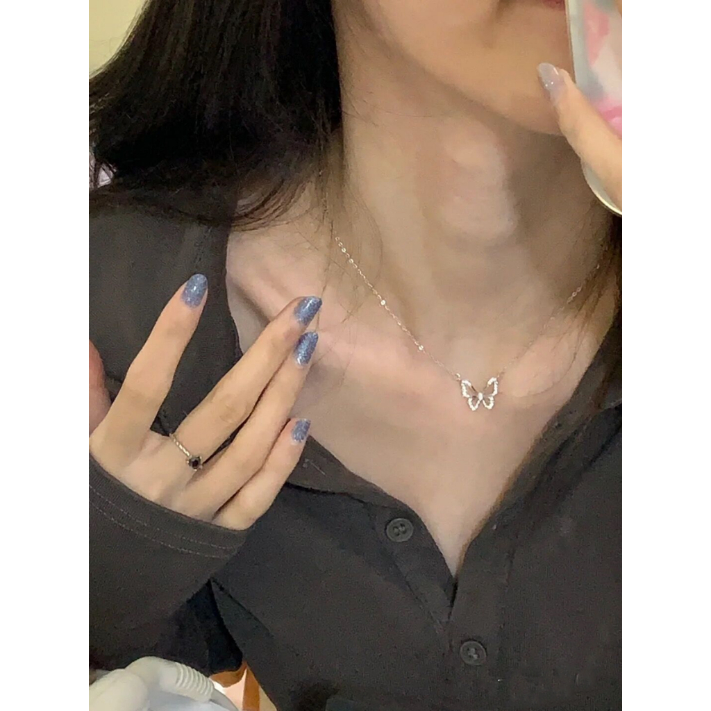 COD-ในไทย สร้อยคอ ผีเสื้อประดับเพชร ปรับขนาดได้ไม่ทําให้แพ้ง่าย เรียบง่ายinsสไตล์เกาหลี สำหรับผู้หญิงเหมาะกับของขวัญ