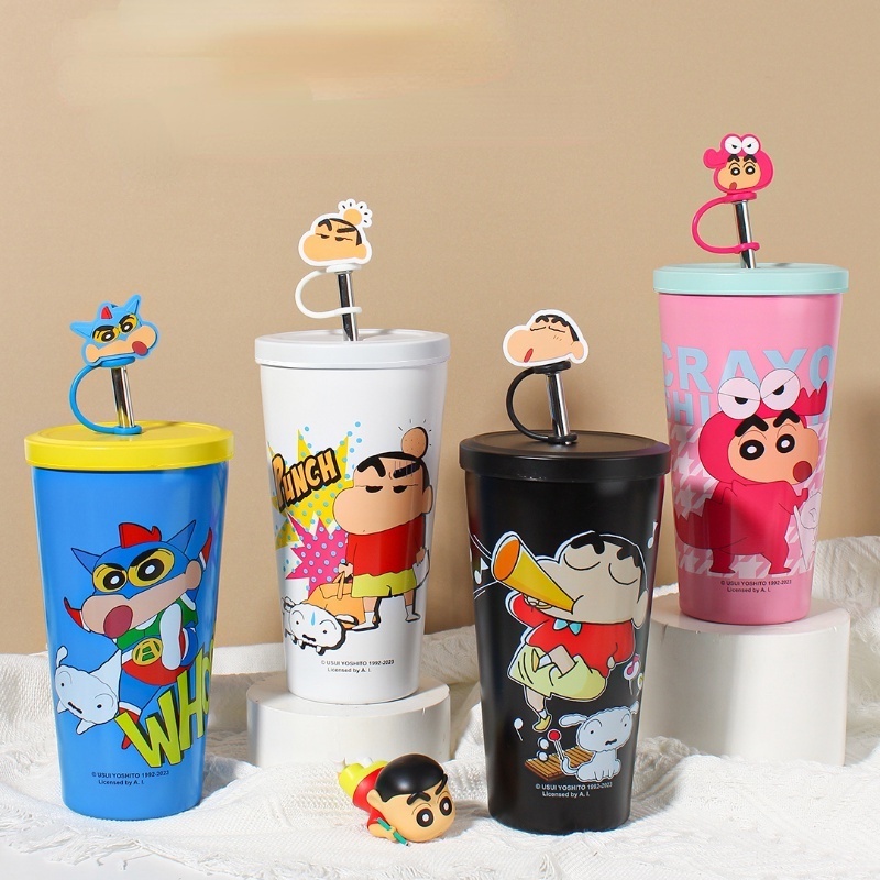 ⭐️ 600ml Crayon Shin-chan แก้วชินจัง กระติกน้ำร้อน 304  ถ้วยสแตนเลสเก็บความเย็น  พกพาสะดวก ถ้วยกาแฟ น่ารัก สีสดใส