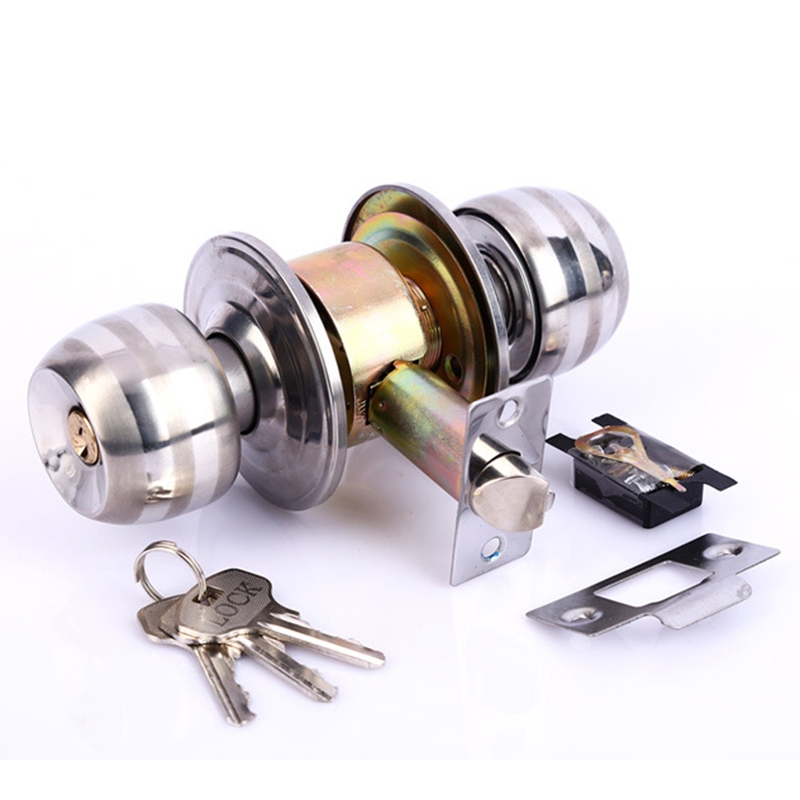 Door lock ลูกบิดประตู สแตนเลส ห้องนอน ดอกกุญแจเป็นระบบปั้ม ให้ระบบล็อคแน่นหนา มีความปลอดภัยสูง พร้อมดอกกุญแจ3ดอก