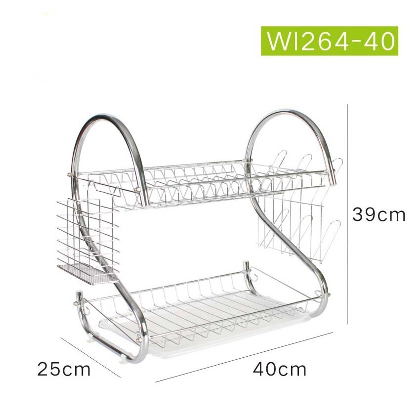 Vodca-ชั้นวางจาน 2ชั้น  40x25x39 ซม ซม.วางช้อนส้อม ที่คว่ำจาน  ตะแกรงระบายน้ำ ชั้นวางของในครัว  ME-K