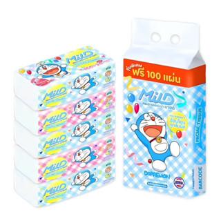 กระดาษทิชชู่เช็ดหน้า มายด์ Mild (1ห่อ 150แผ่น) โดราเอม่อน (แ…