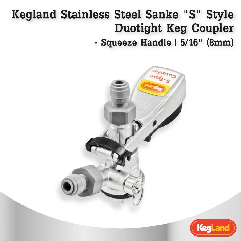 Kegland Stainless Steel Sanke "S" Style Duotight Keg Coupler - Squeeze Handle | 5/16" (8mm)