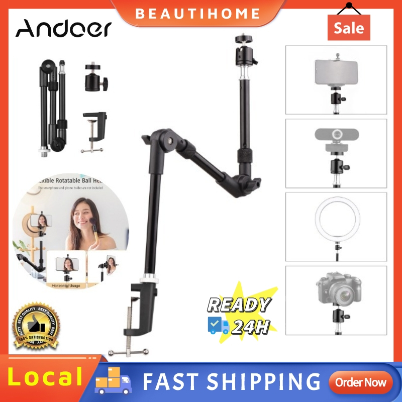 จัดส่งในพื้นที่ Andoer ST-01 อุปกรณ์เมาท์ขาตั้งโลหะ พับได้ พร้อมสกรูหัวบอล 1/4 นิ้ว รับน้ําหนักได้ 3 กก