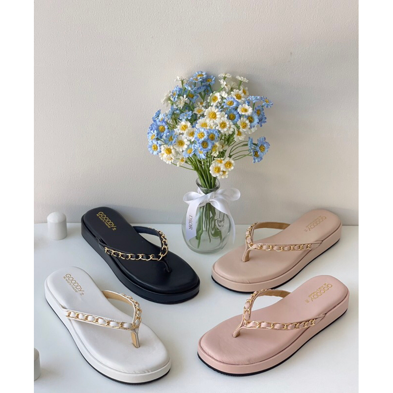 Anc 07 รองเท้าแฟชั่นหูคีบร้อยโซ่ GOODDY 💥พร้อมส่ง💥บ.บ.