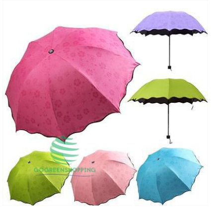 ร่มกันฝน โดนน้ำเปลี่ยนลาย ร่มกันแดด รุ่นผ้า2ชั้น กันยูวี UV พับได้ Umbrella  gg99