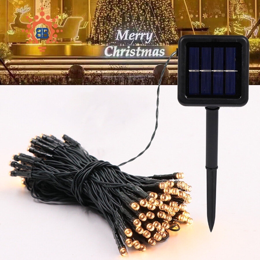 ไฟกระพริบ โซล่าเซลล์ Warm (วอร์ม) 100 LED ยาว 12 เมตร ไฟตกแต่ง ไฟปีใหม่ ไฟประดับ พลังงานแสงอาทิตย์