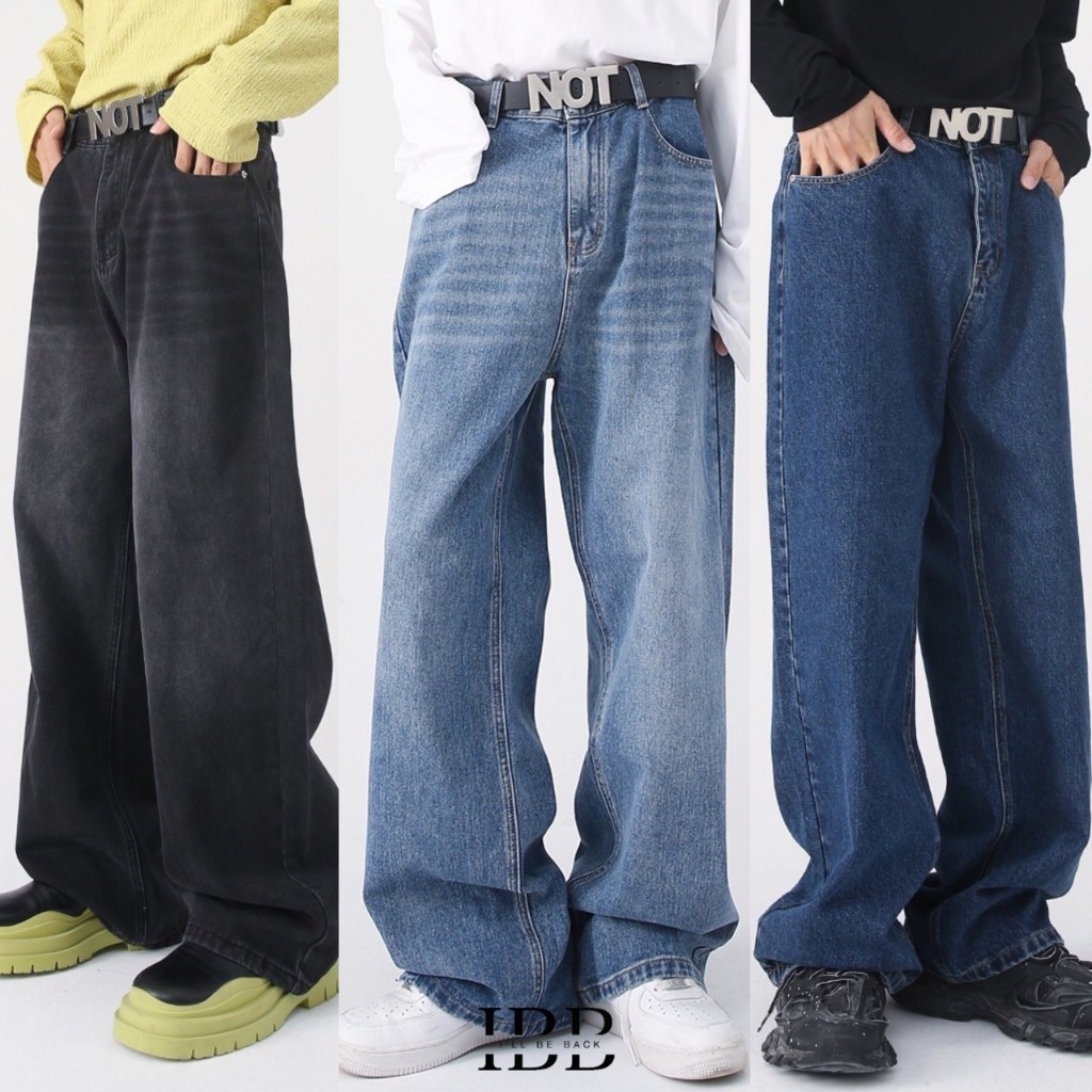 IBB FRANKLIN BAGGY JEANS กางเกงยีนส์เอวสูงทรงกระบอกใหญ่เอวสม๊อคหลัง