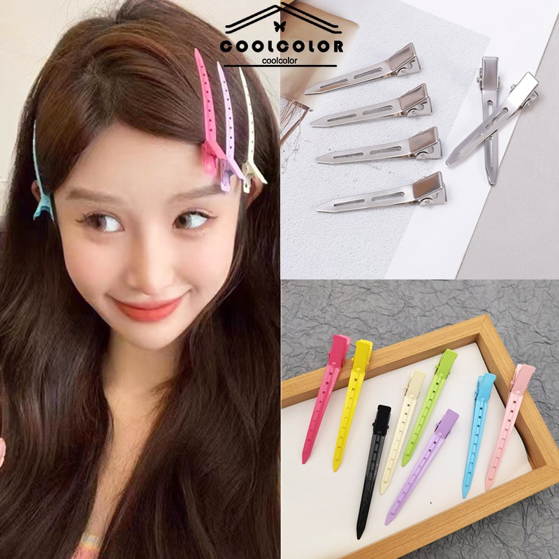 1บาท💖คลิปปากเป็ดสีเงินแฟชั่นผู้หญิงหน้าม้าทรงผมเครื่องประดับผมแบบเรียบง่ายนำเข้าขายส่ง.ในไทยCOD