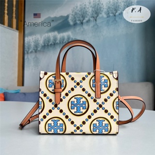 F.A ว่าแท้100% tory burch แท้  T MONOGRAM CONTRAST EMBOSSED color matching small TOTE BAG กระเป๋าสะพาย  143639