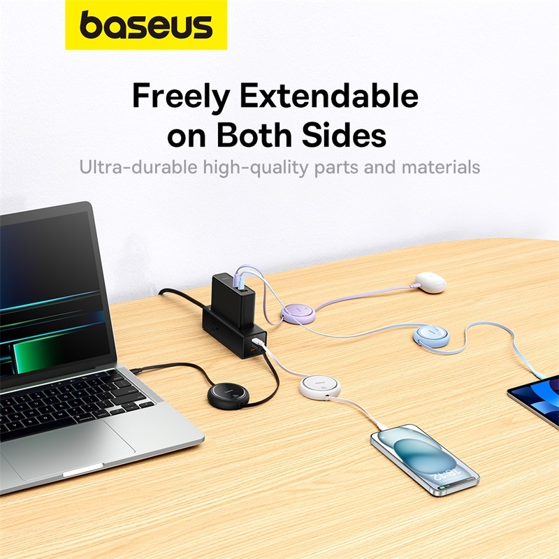ใหม่! สายชาร์จไทป์ซี Baseus Free2Draw Mini Retractable Charging Cable Type-C to Type-C 100W ม้วนเก็บได้ รองรับไอโฟน15