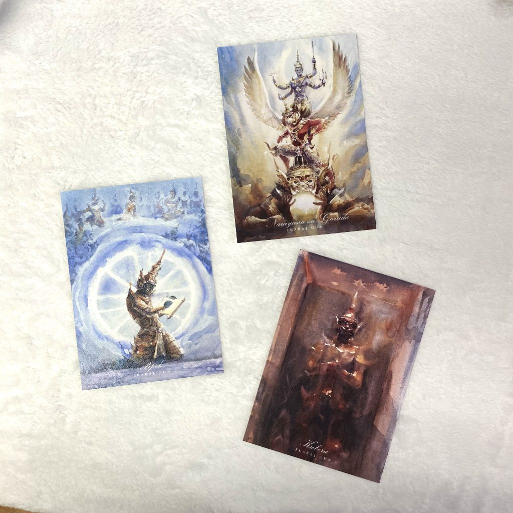 โปสการ์ดพิมพ์ภาพวาดสีน้ำภาพวาดสีน้ำ ชุดโปสการ์ดจาก series ตรีโลกา