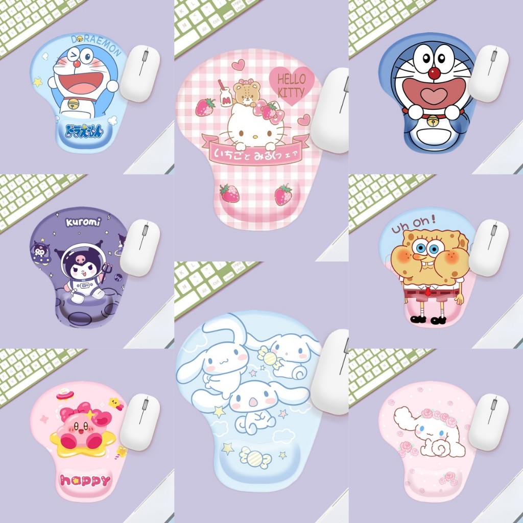 💝 พร้อมส่ง 🚚 แผ่นรองเมาส์ซิลิโคน แผ่นรองเมาส์ลายการ์ตูน น่ารัก สีพาสเทล พร้อมซิลิโคนรองข้อมือ กันลื่น