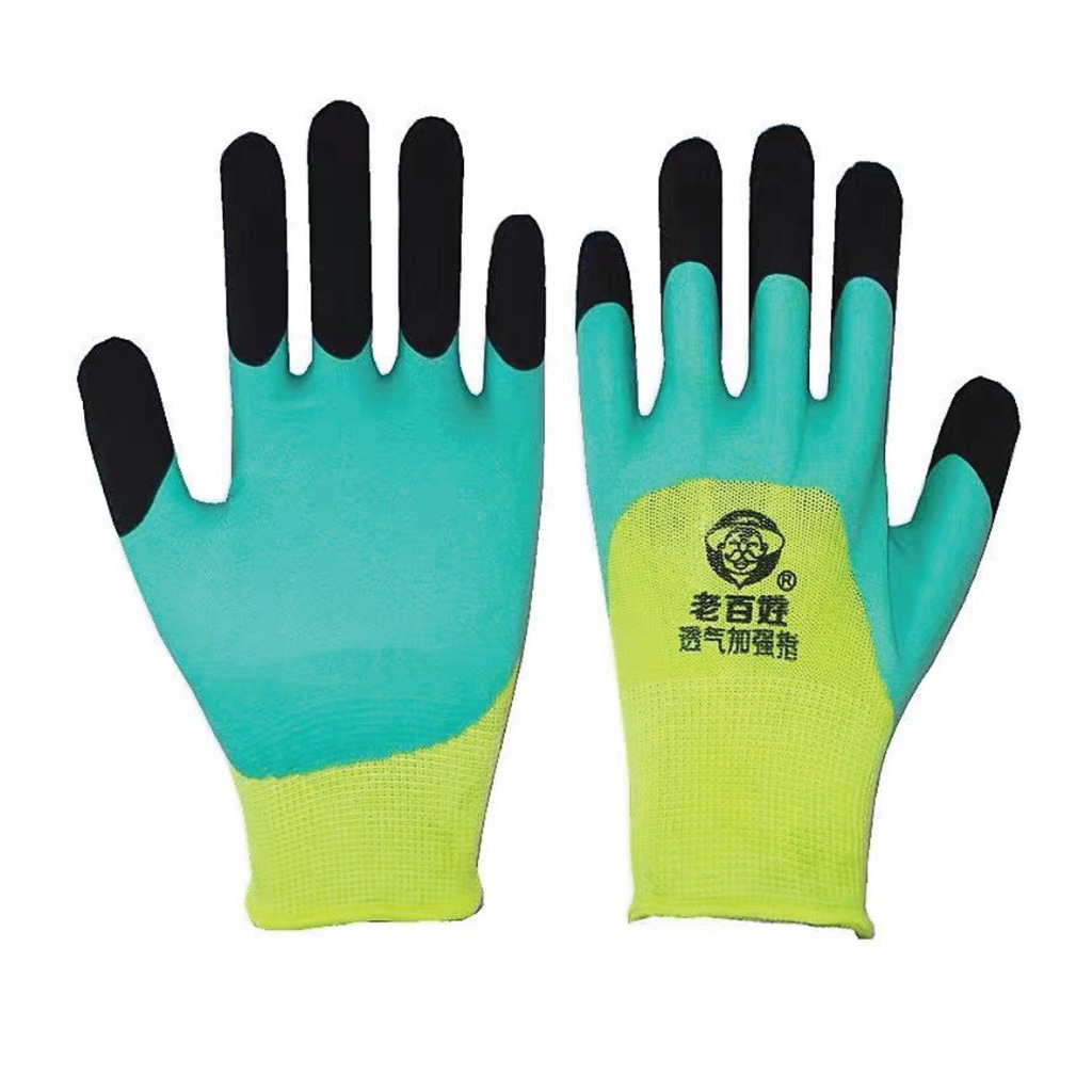 ( ยกโหล12คู่ ) ถุงมือเคลือบยาง รับประกันคุณภาพ กันบาดกันหนามกันลื่นถุงมือทำสวนถุงมือช่าง