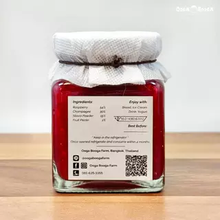 แยมราสเบอรี่แชมเปญ (Raspberry & Champagne Jam) แยมผลไม้ สูตรเพื่อสุขภาพ ไม่เติมน้ำตาล Ooga Booga Farm