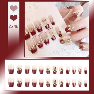 【สินค้าใหม่DD246] พร้อมส่งในไทย แฟลชเจาะเล็บปลอม เล็บปลอมกันน้ำ กล่องละ 24 ชิ้น เล็บปลอมสำเร็จรูป