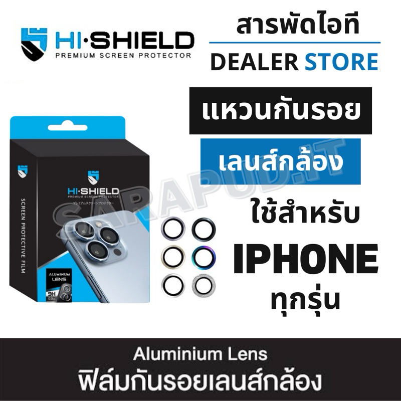 HI-SHIELD แหวนกันรอยเลนส์กล้อง Camera Lens ใช้สำหรับ iPhone16 16promax 16 pro 15 5Pro 14 14Plus 14Pro 14ProMax 13 12 11