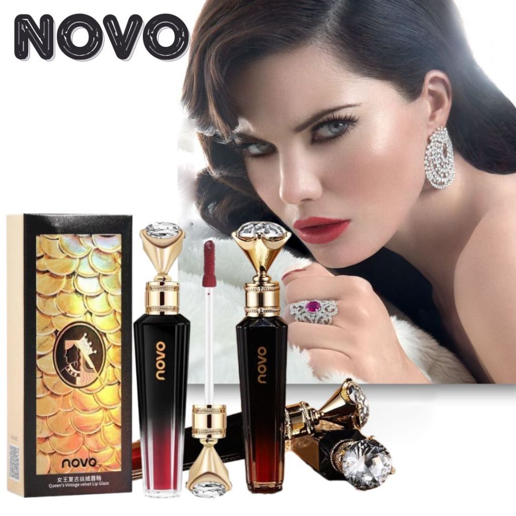 NOVO queen retro black diamond velvet ลิปเนื้อซอฟท์แมท เนื้อกำมะหยี่ นุ่มละมุนปาก สีสวย ติดทน ปากไม่แห้ง No.5335