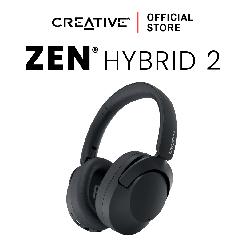 CREATIVE หูฟัง Zen Hybrid 2 หูฟังไร้สายในแบบ Over-ear พร้อมด้วย Hybrid ANC (สีดำ)