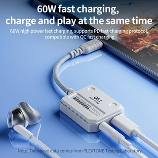 Plextone GS1 2 in1 Type-C Gaming Audio Jack 3.5+Charge Adapter รองรับ PD 60w ฟังไปด้วย คุยไปด้วย ชาร์จไปด้วยพร้อมกันเลย