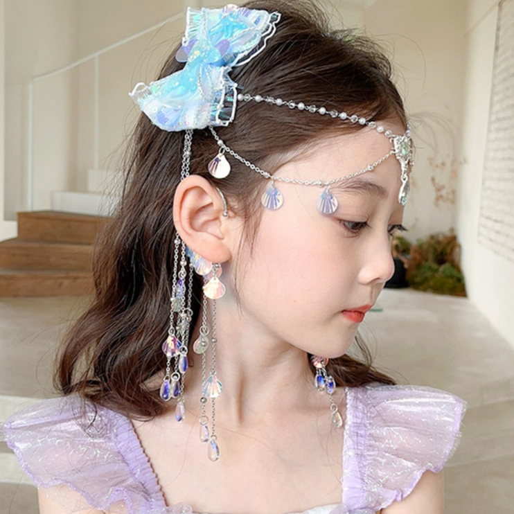 COD-ในไทย💖เด็กกิ๊ฟติดผม นางเงือก เจ้าหญิง ประดับไข่มุกประดับโบว์ประดับพู่ ที่มีสีสัน น่ารักหวาน เครื่องประดับผมแฟชั่น เด - รูปที่ 5