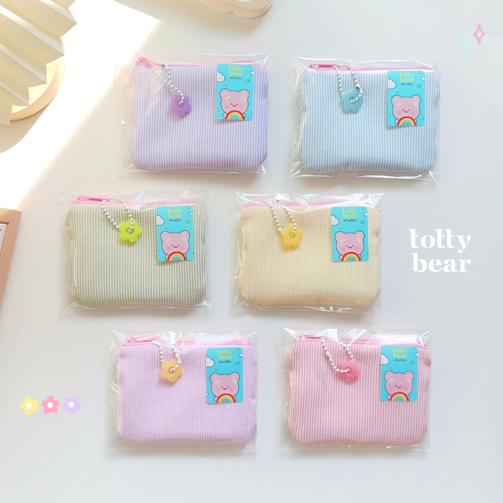 𝑴𝒊𝒏𝒊 𝒑𝒐𝒖𝒄𝒉 ʕ•ᴥ•ʔ กระเป๋าสตางค์ ใส่เหรียญ ใส่บัตร ขนาด 8.5*12 cm. กำลังน่ารัก มีให้เลือกถึง 9 สี